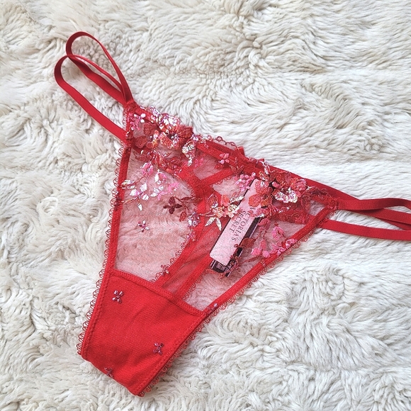 🍒NWT🍒 VS VERY SEXY FLORAL EMBROIDERY BUSTIER & THONG SET - Picture 8 of 11